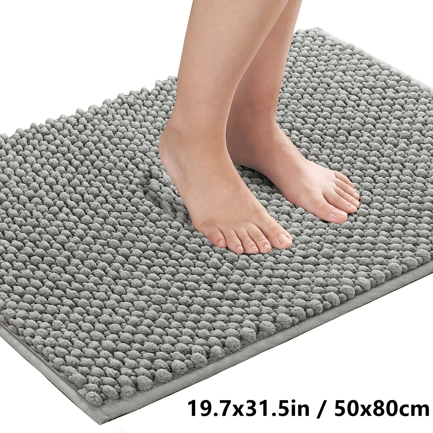 Thick Bathroom Rug Non-Slip Soft Polyester PVC Backing Kitchen Mat