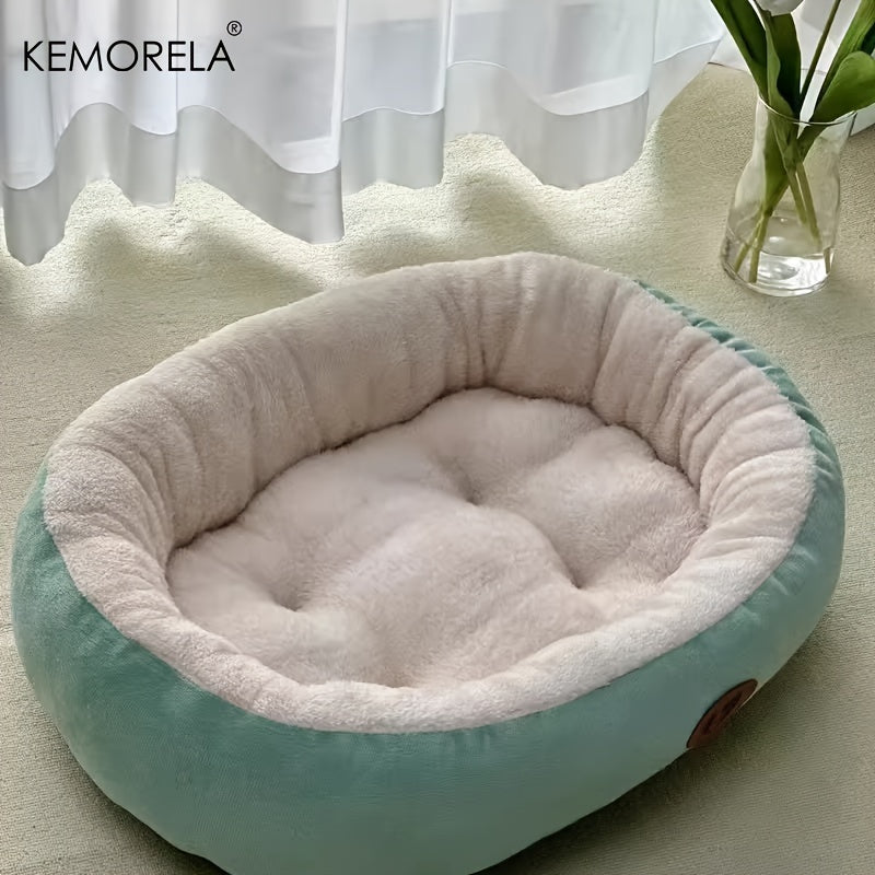 Classic Plush Pet Bed for Small to Large Pets, Thick Round Nest with Warm Deep Sleep Mat