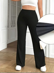 Women Plus Size Black Straight Leg Stretch Pants Casual Trousers for Spring Summer Fall