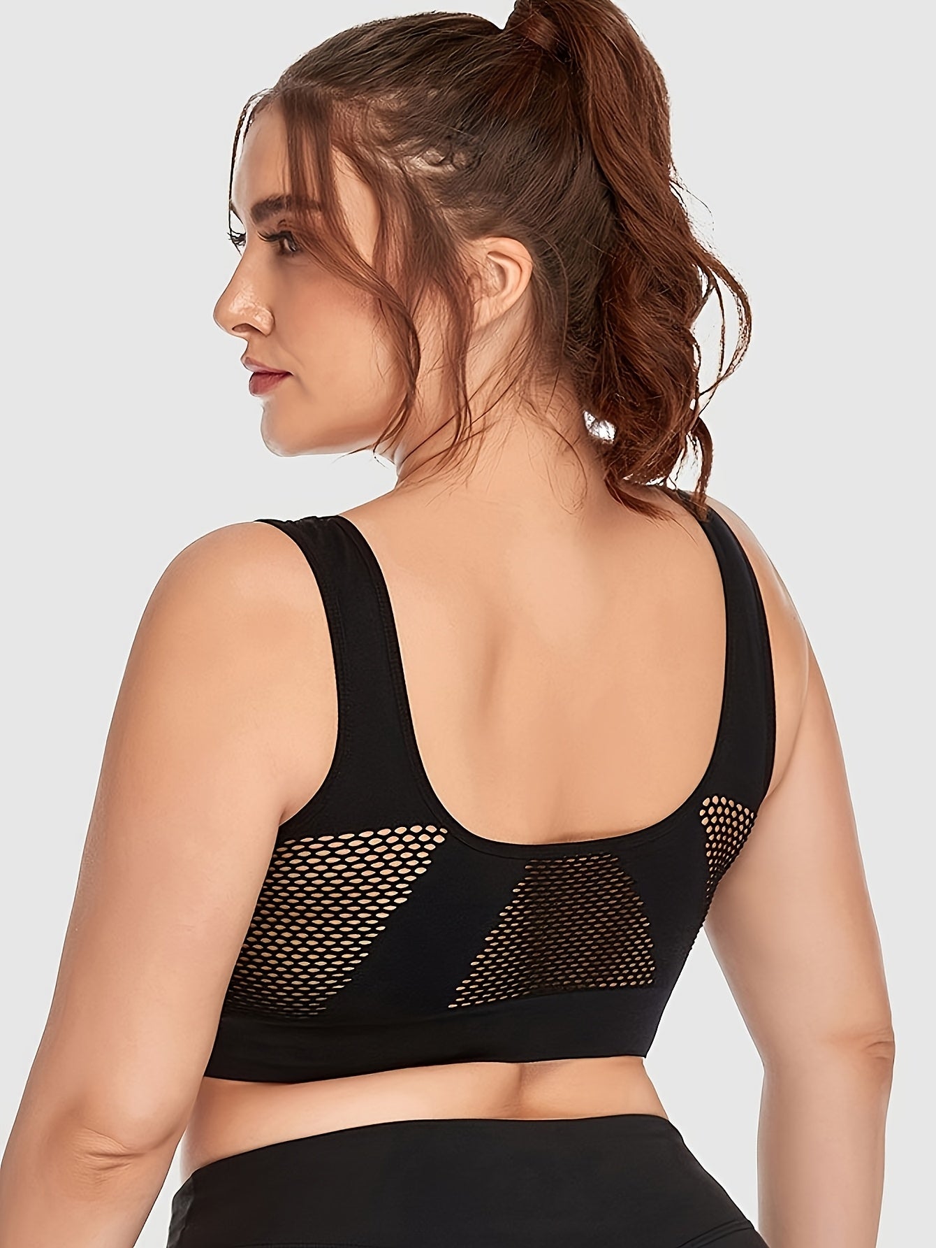 Women's Plus Size Mesh Sports Bra Breathable Underwire Yoga Top