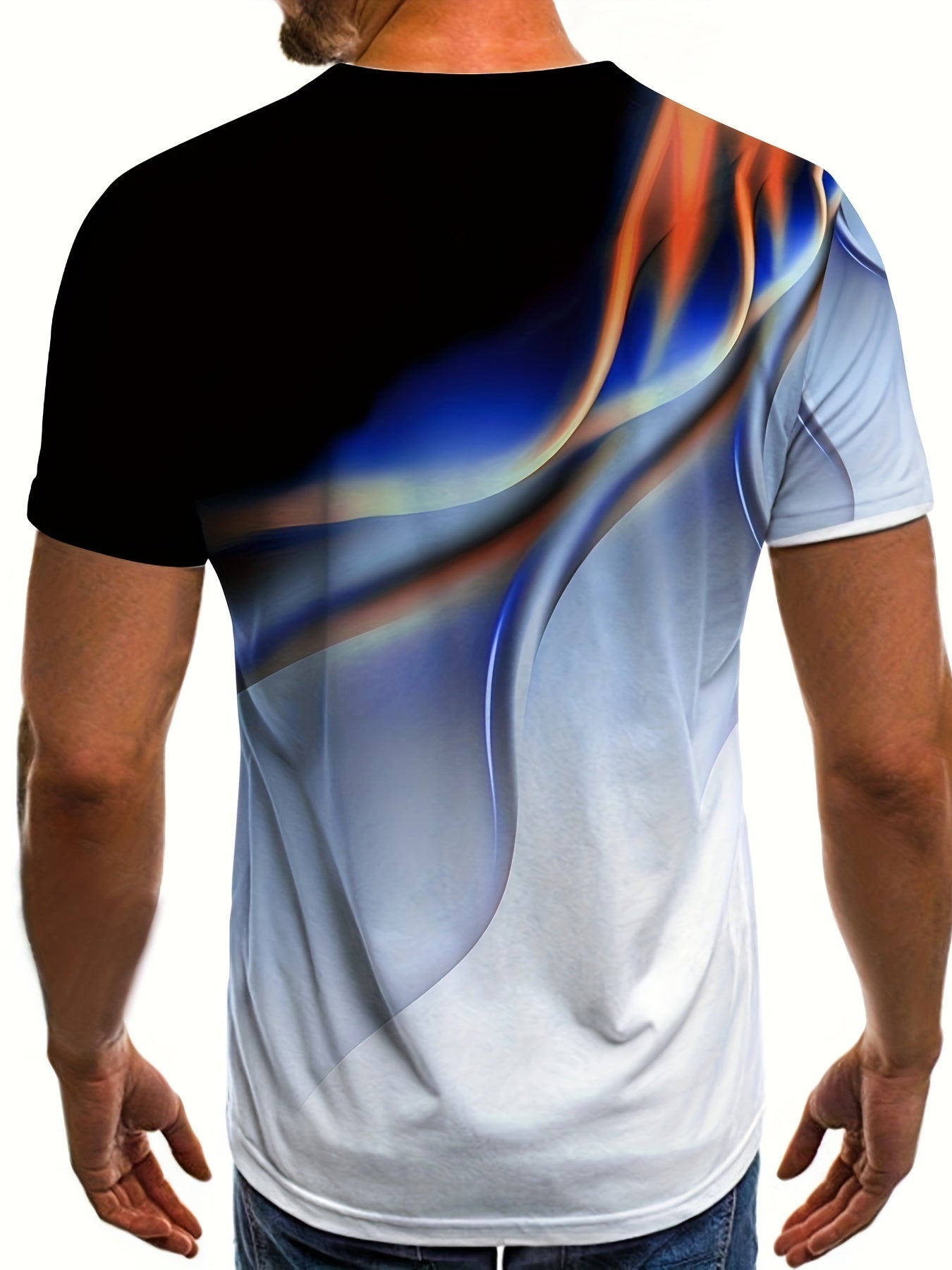 Мужская футболка большого размера с абстрактным графическим принтом, круглый вырез, летняя, полиэстер, повседневная, фитнес, отдых