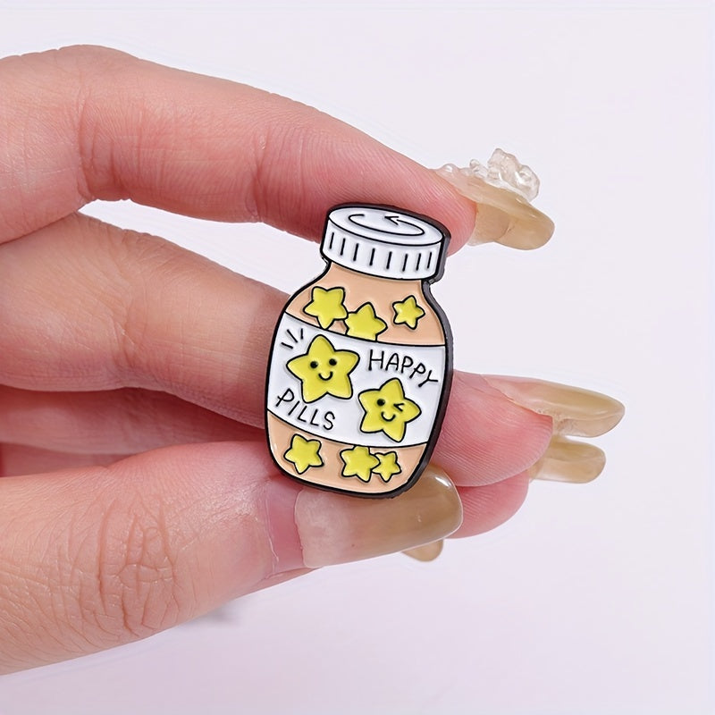 Set of 12 Cartoon Medicine Bottle Brooches Alloy Enamel Jewelry Accessories Gift