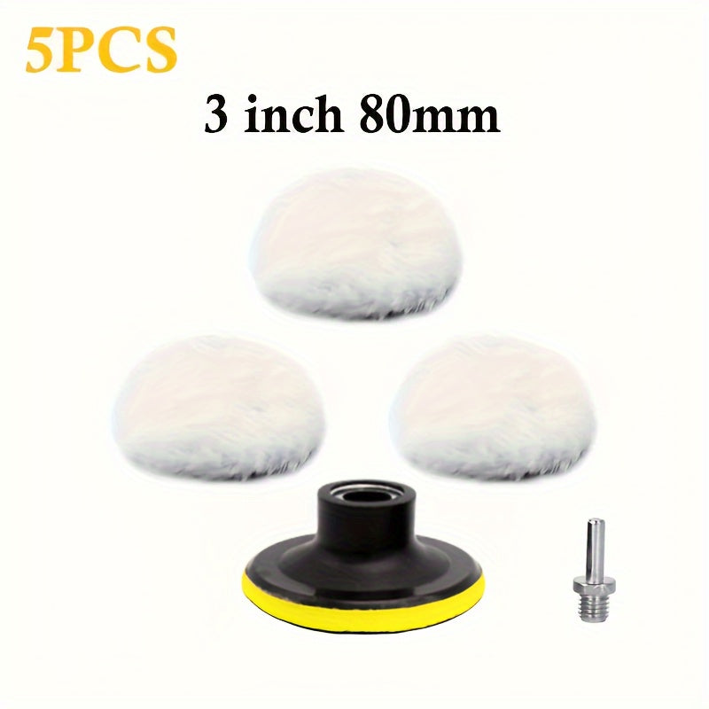 5pcs Car Polishing Pad Set Wool Wheel Paint Care Waxing 7.62cm
