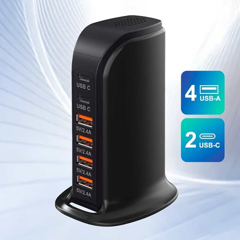 2025 USB Power Strip with 6 Ports Desktop Stand for Office Home Outdoor