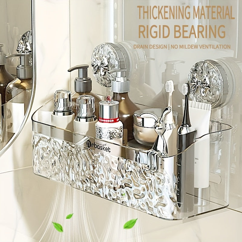 Cesta de almacenamiento para baño con ventosa y decoración de conejo y lazo