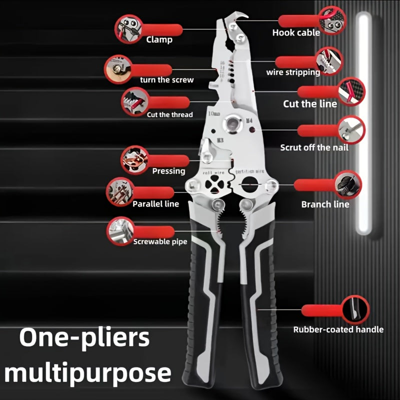 18 ta birga yigʻiladigan simni ajratish va kesish uchun ko‘p asbob, kalit, vint tornavida, klamp, tirnoq chiqaruvchi, yopishqoqsiz tutqich bilan