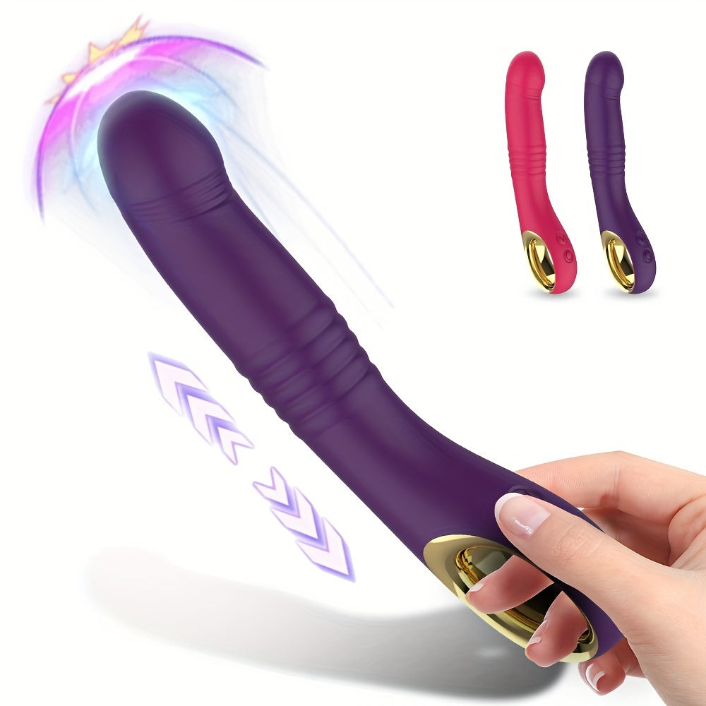 Women Soft Silicone Dual Vibrator with Thrust and Vibration Modes