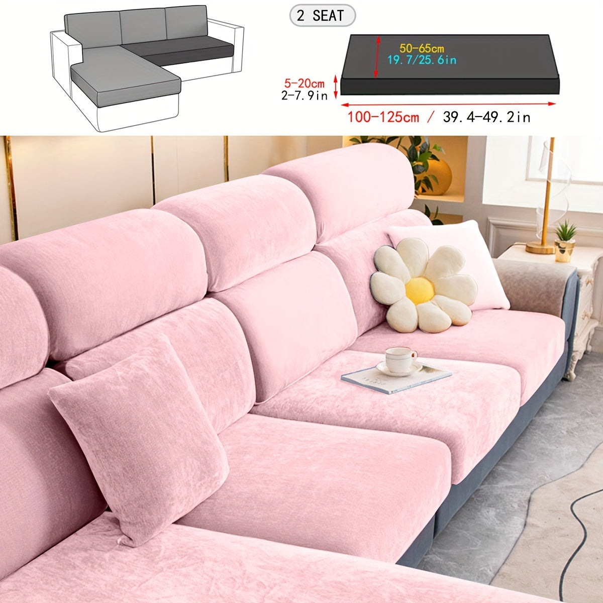 Har qanday xonada mebelni himoya qilish va bezatish uchun velur divan qoplamasi.