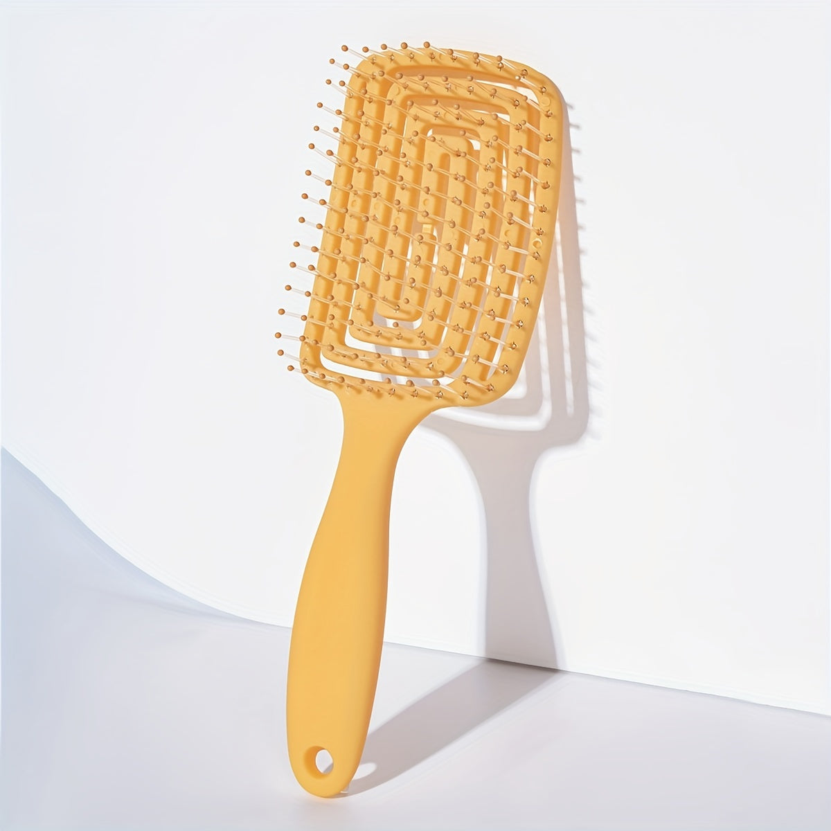 Cepillo desenredador de cabello húmedo y seco de ventilación ancha con cerdas flexibles y masajeador del cuero cabelludo