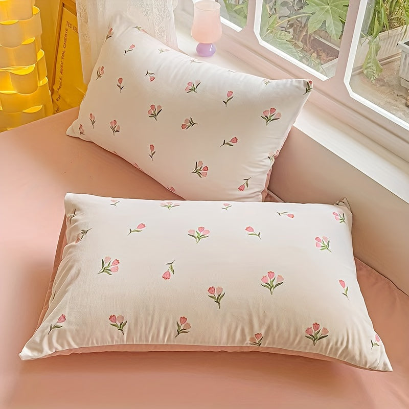 Printed Pastoral Pillowcases Set with Deep Pockets for Bedroom and Guest Use