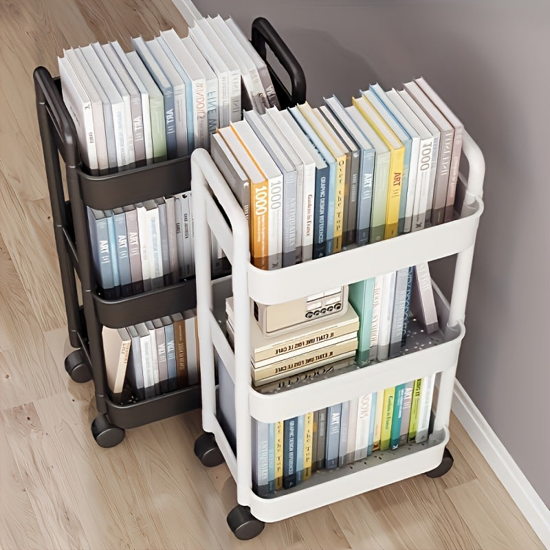 White Plastic Multi-Layer Storage Cart for Kitchen Bathroom Bedroom Organizer