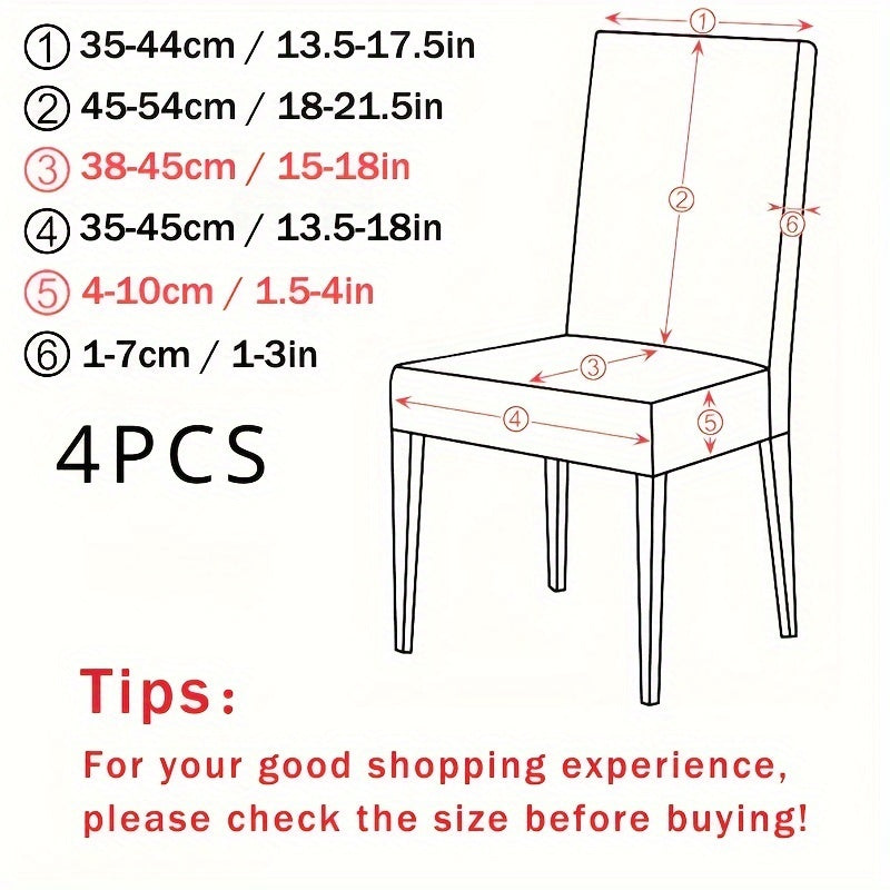 4-Piece Stretch Chair Cover Set T-Pattern Durable Pet-Friendly Fabric for Dining and Living Rooms