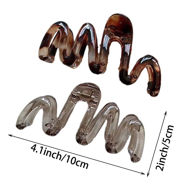 Women Wavy Shark Hair Clips Set of 3 Polyester Casual Hair Accessories