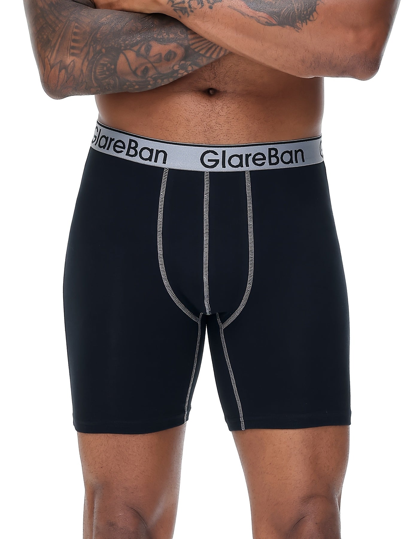 Men's Cotton Mid-Long Boxer Shorts 4-Pack Comfortable Underwear Solid Color