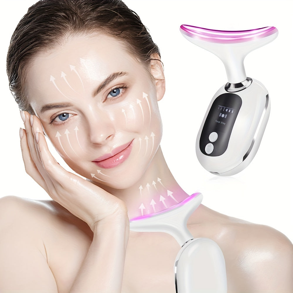 White USB Rechargeable Neck and Face Massager for Women Girls with 400mAh Battery