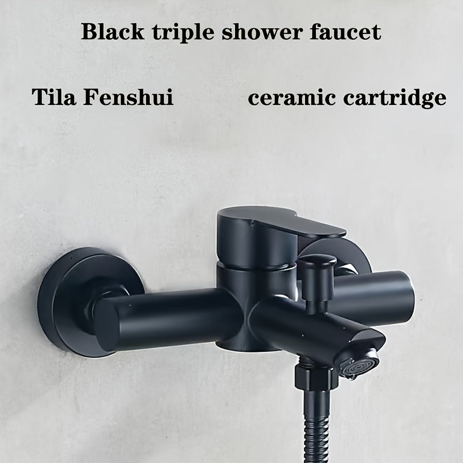 Wall-Mounted 3-Way Diverter Faucet Stainless Steel Classic Painted Finish