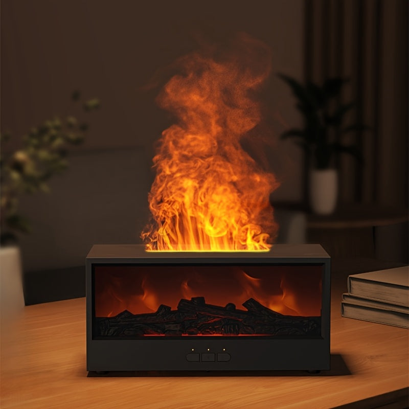 3-in-1 Electric Fireplace Humidifier Diffuser with LED Lights and Remote