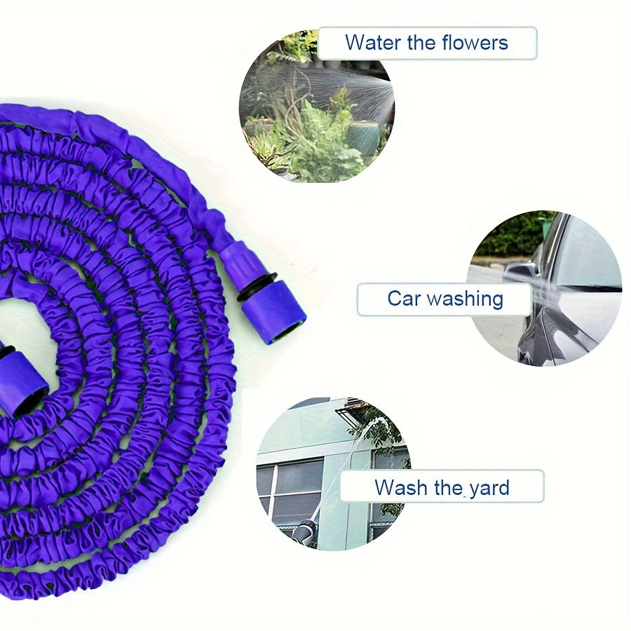 Expandable Garden Hose Set with 7 Spray Modes, Durable Polyurethane and Polyester, Includes Water Gun and Connectors