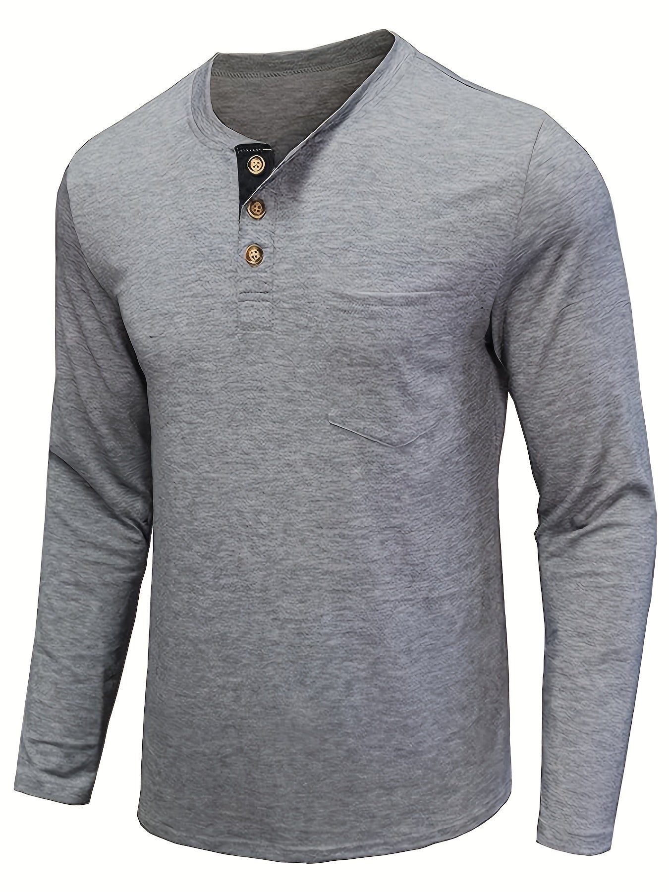 Men's Plus Size Henley Shirt Long Sleeve Slim Fit Casual Polo Collar with Pocket