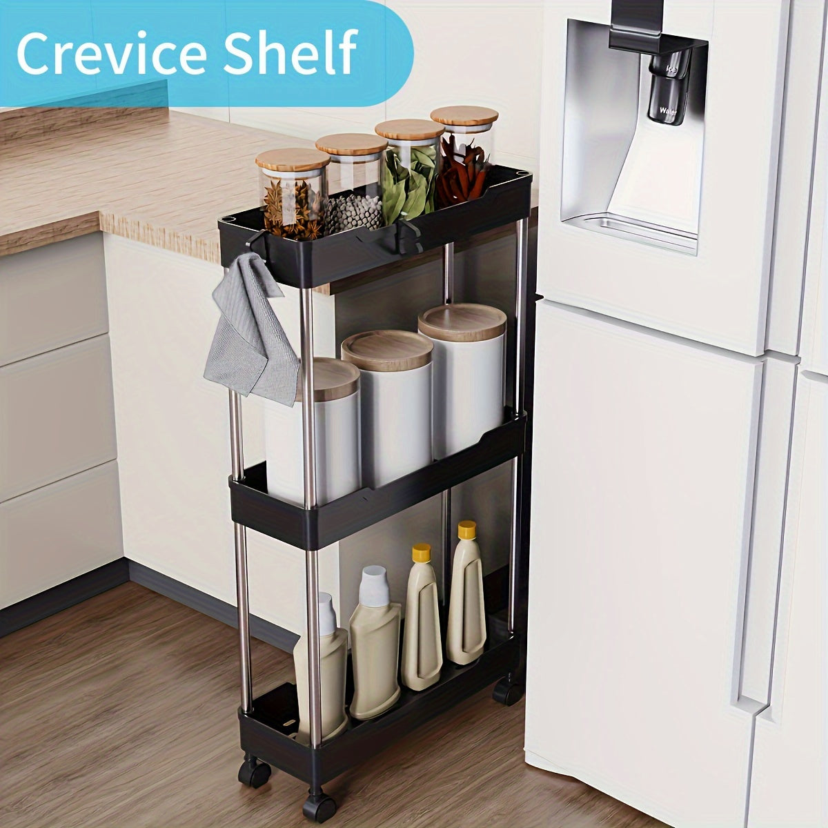 Rolling Storage Cart with 3/4 Layers for Bathroom Kitchen Laundry Room