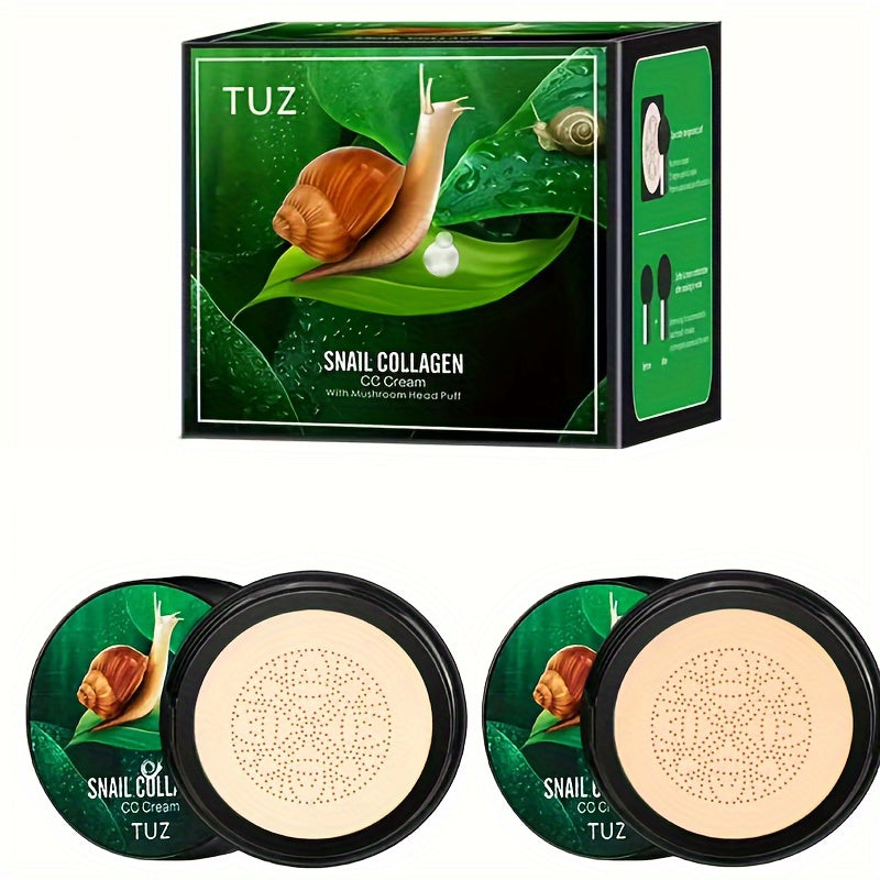 Mujeres crema de base con esponja de aire con setas, corrector iluminador, hidratante y que da brillo