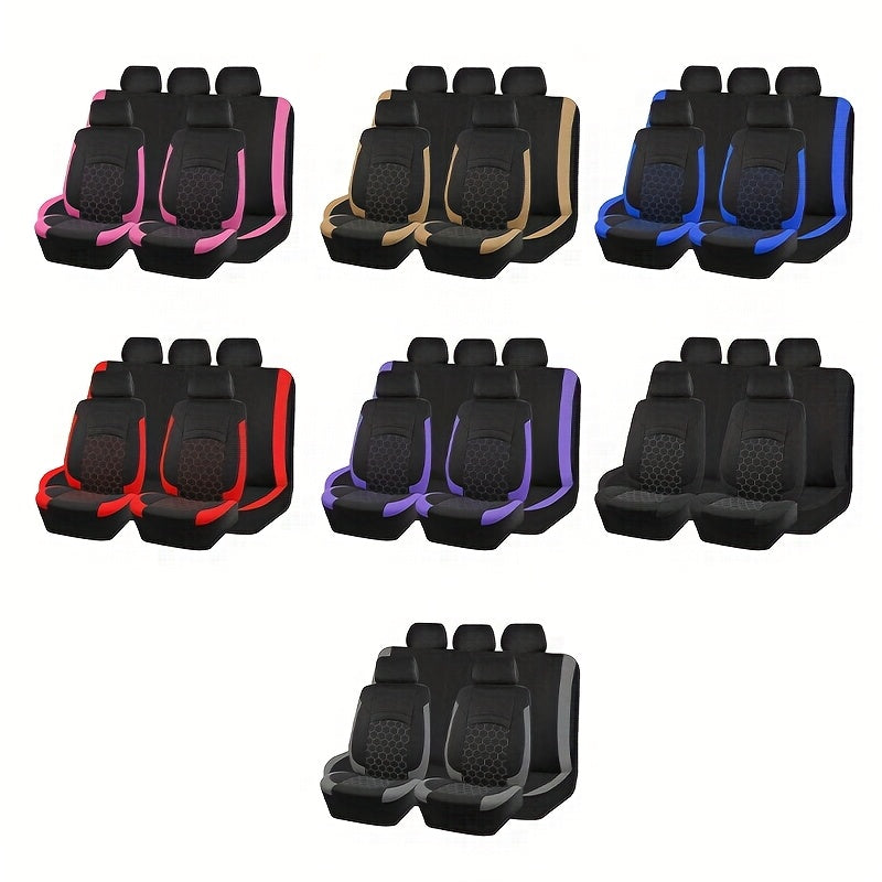 Universal Car Seat Covers Black Red Woven Polyester Durable Pack of 2