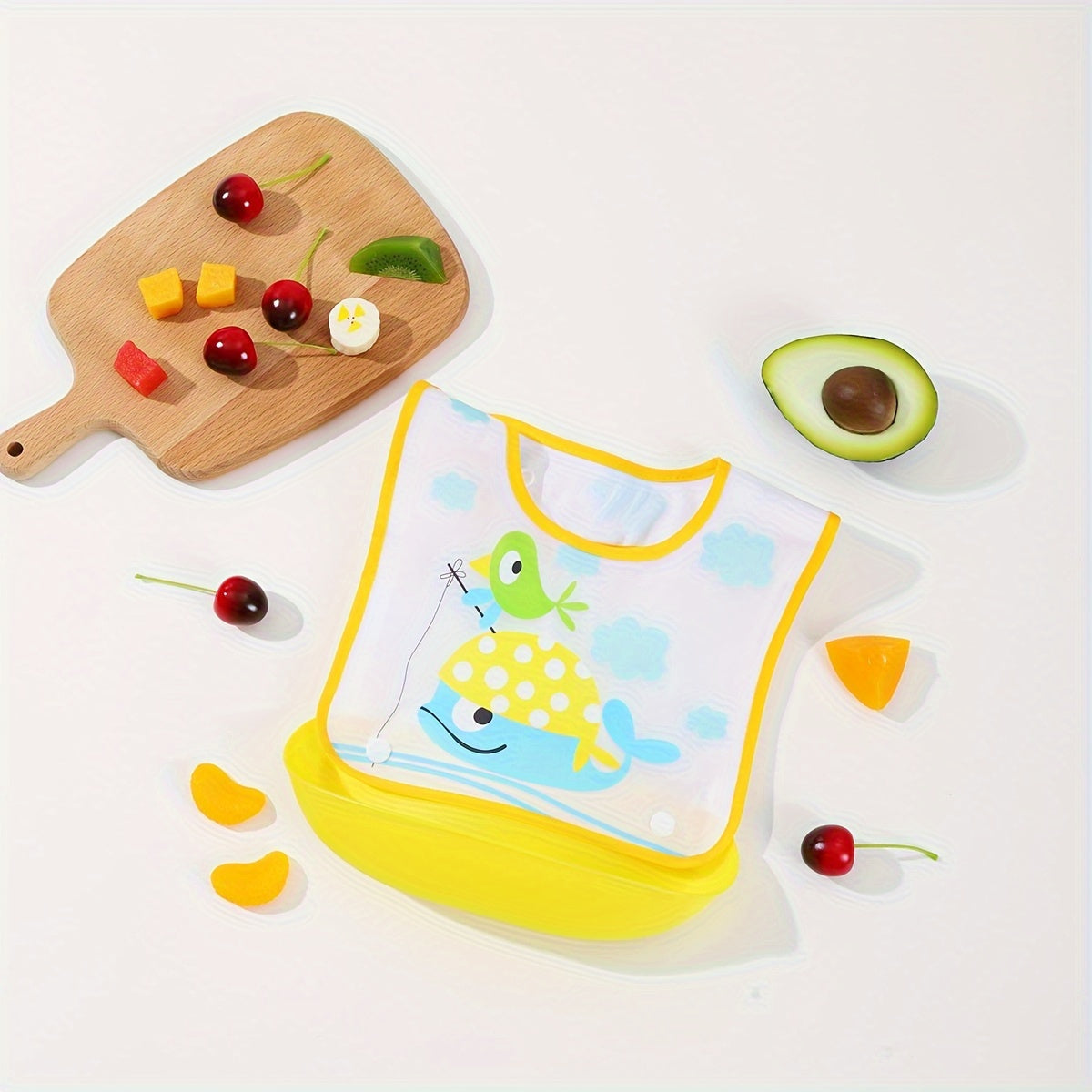 Kids Waterproof Cartoon Bib for Ages 0+ and 3+ in Mixed Colors with Easy Clean Detachable Design