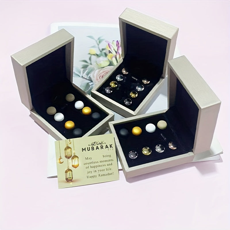Set of 8 Elegant Alloy Hijab Pins and Brooches with Gift Box and Lantern Design