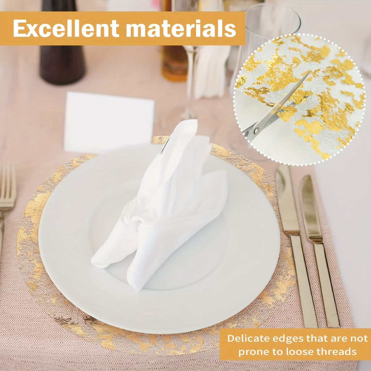 Golden Foil Mesh Disposable Placemats 33cm Round Elegant for Weddings and Events