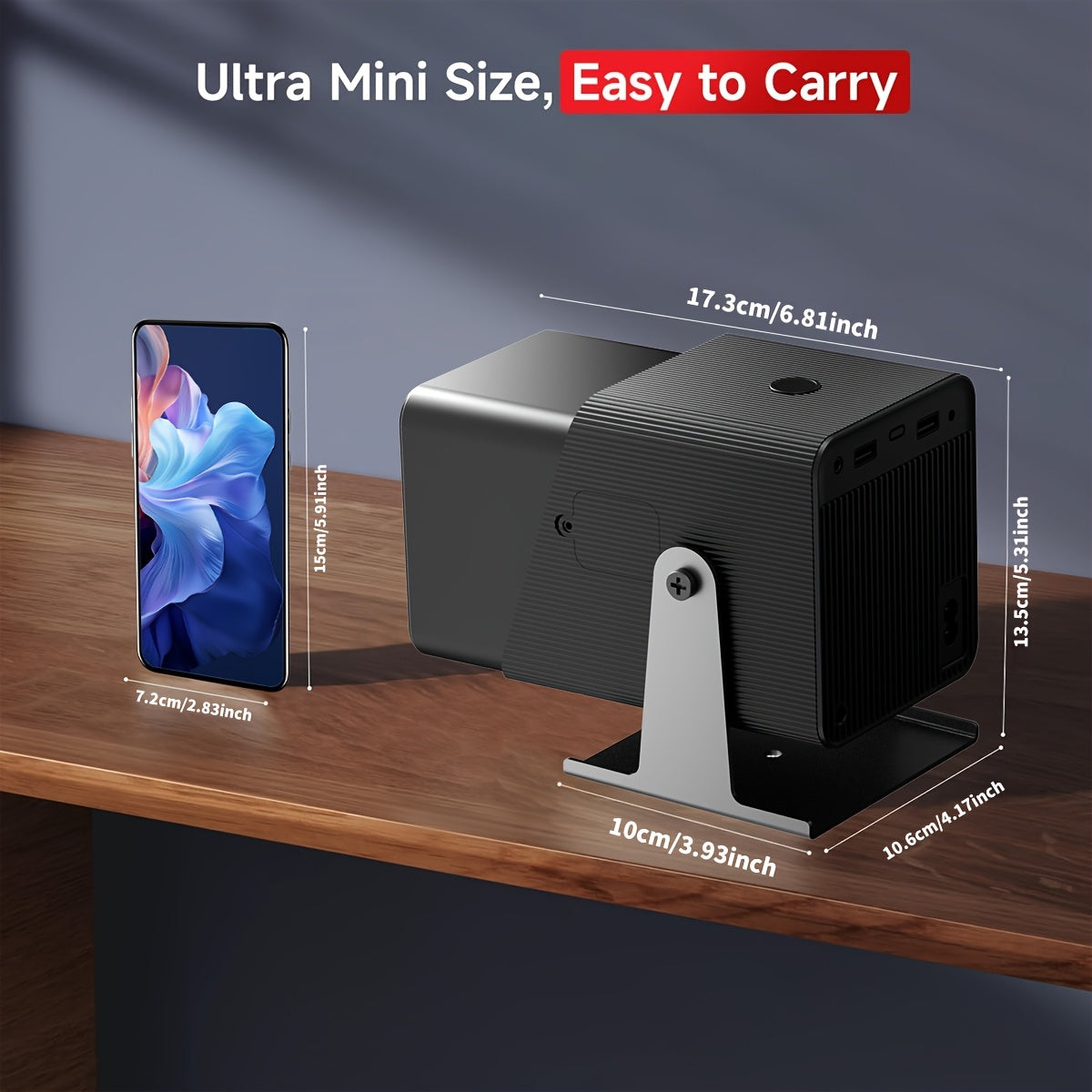 Mini Projector 4K Support 260 ANSI Brightness 5G WiFi 180° Swivel