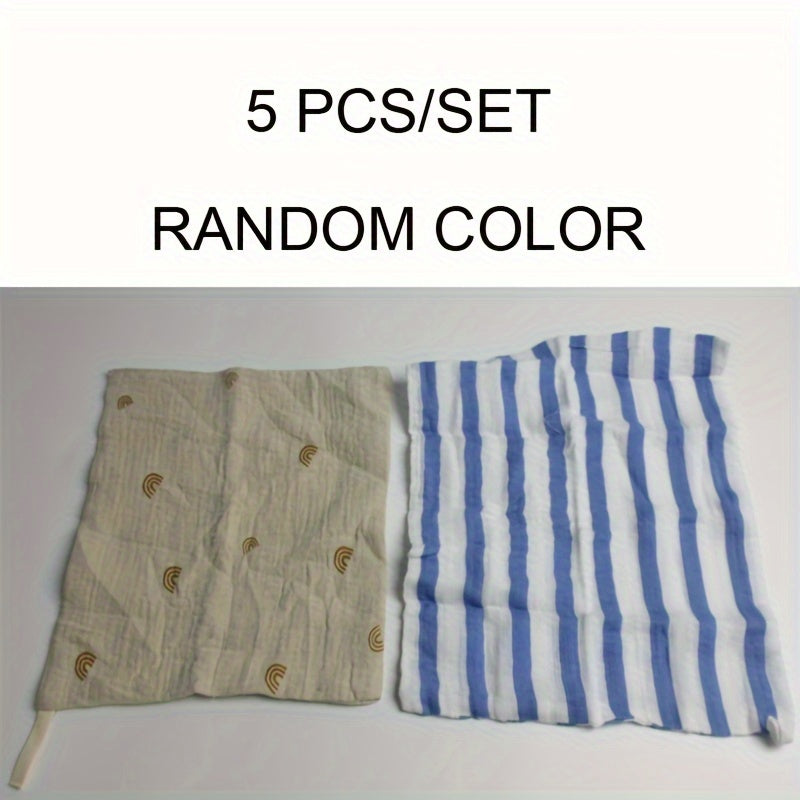 Juego de 5 toallas de algodón suave de gasa para bebé para cara y manos, set de regalo