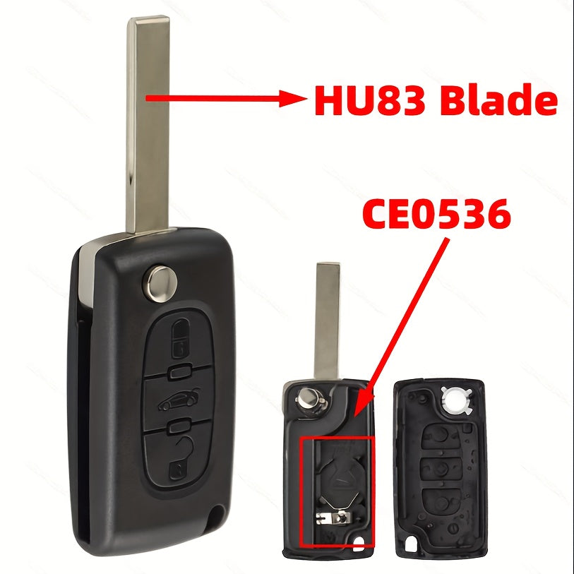 Two-Button Car Key Fob Shell Black Plastic Flip Key Case Durable Design