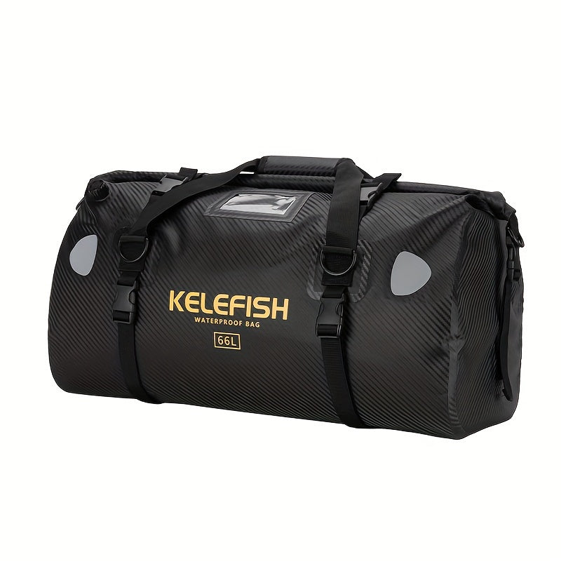 Waterproof Motorcycle Dry Bag 66L Durable PVC Reflective Black Carbon Fiber