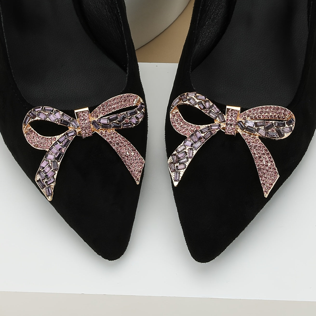 Women Rhinestone Bow Shoe Clips Crystal Butterfly Wedding Party Accessories