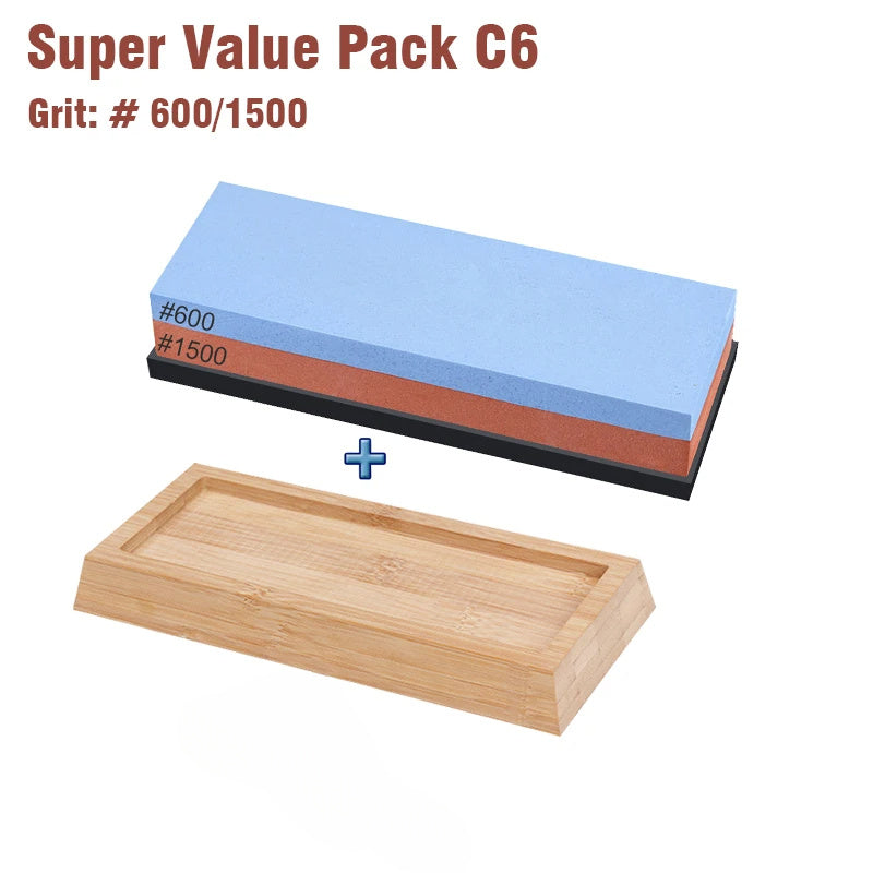 Knife Sharpening Kit with Whetstone, Bamboo Base, for Damascus and Kitchen Knives