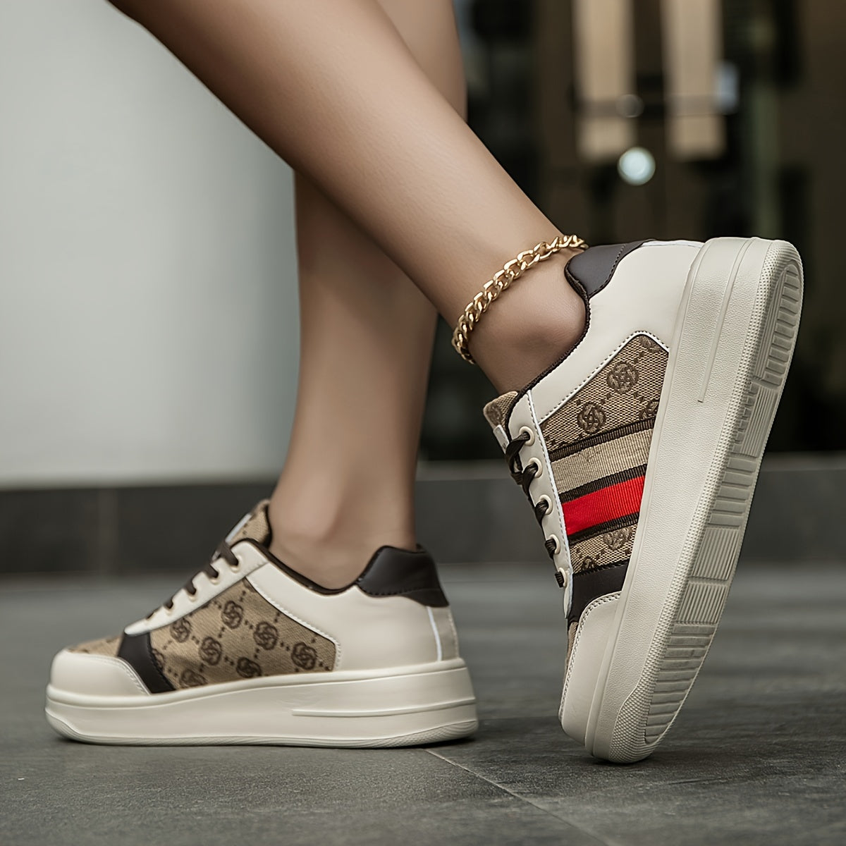 Women's Retro Canvas Print Pattern Letter Stripe Casual Sneakers