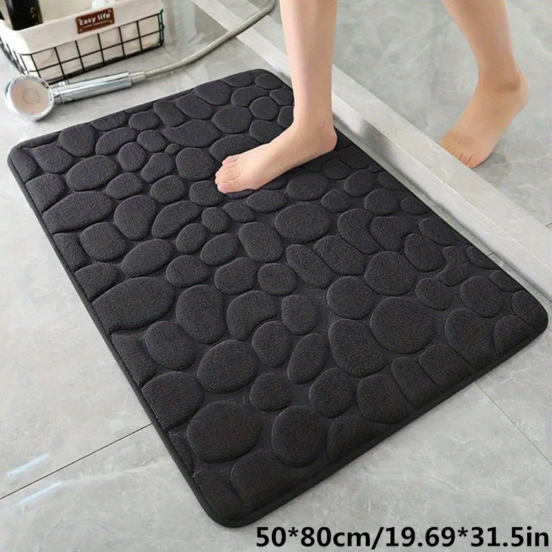 Alfombra de baño de espuma viscoelástica con patrón geométrico, antideslizante, absorbente, tejida plana, de poliéster, de 1.5 cm de grosor