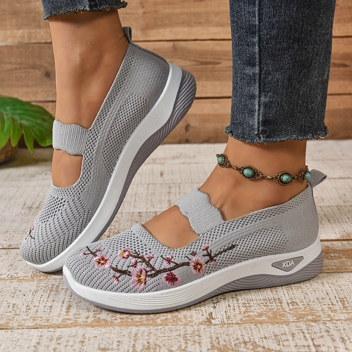 Zapatillas casuales para mujer, zapatos transpirables de caña baja con suela de goma