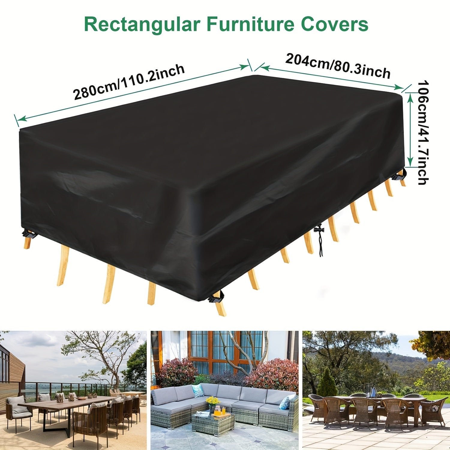 Rectangular Garden Furniture Cover Waterproof Oxford Fabric for Outdoor Patio Rattan