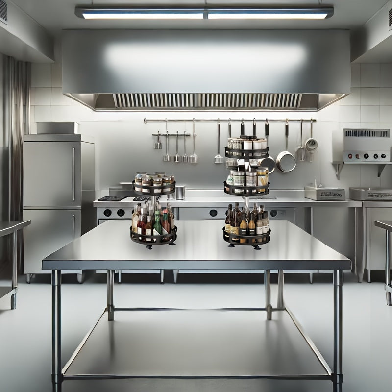 Вращающийся органайзер для посуды, косметики и специй, чтобы сэкономить место на столешницах с нескользящим дизайном.