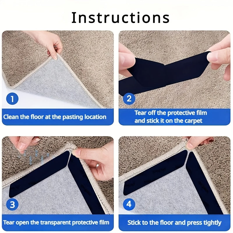 Set of 4/8/12/16 Non-Slip Carpet Grippers for Hardwood Floors Reusable Mat Holders