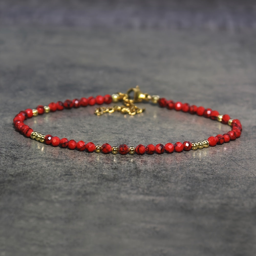 Женский браслет из бусин лунного и солнечного камня для подарка и украшений