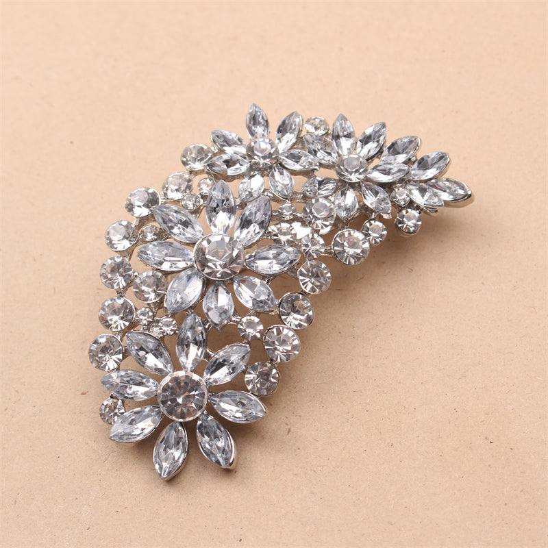 Women's Rhinestone Feather Brooch Hollow Design Pin Jewelry Accessory
