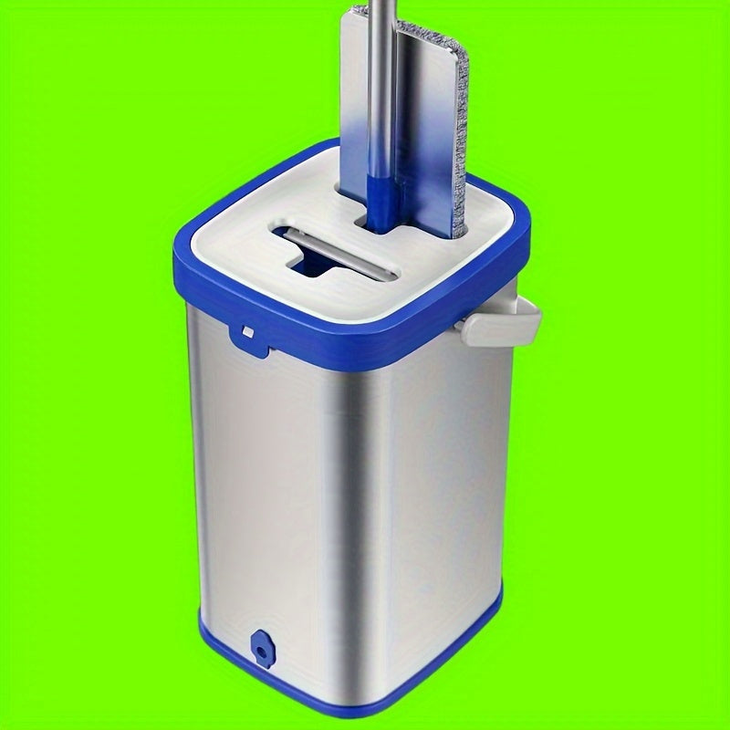 Noxush po'latdan yasalgan aylanuvchi mopu va chelak to'plami - yuvish uchun qo'l ishlatishga hojat yo'q, yashash xonasi, yotoqxona, ochiq joylar, hammom va terasta uchun ideal.