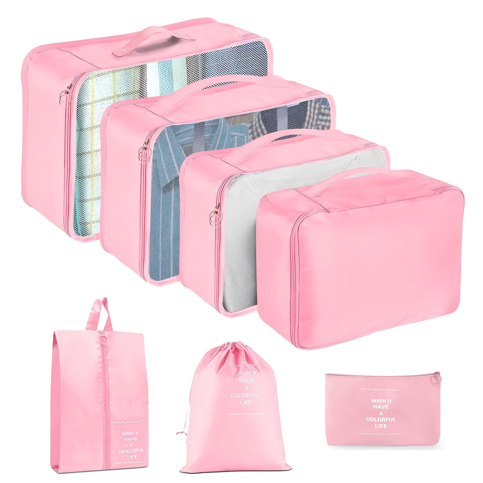 7-Piece Polyester Travel Organizer Bags Set for Luggage Sorting and Clothes Storage