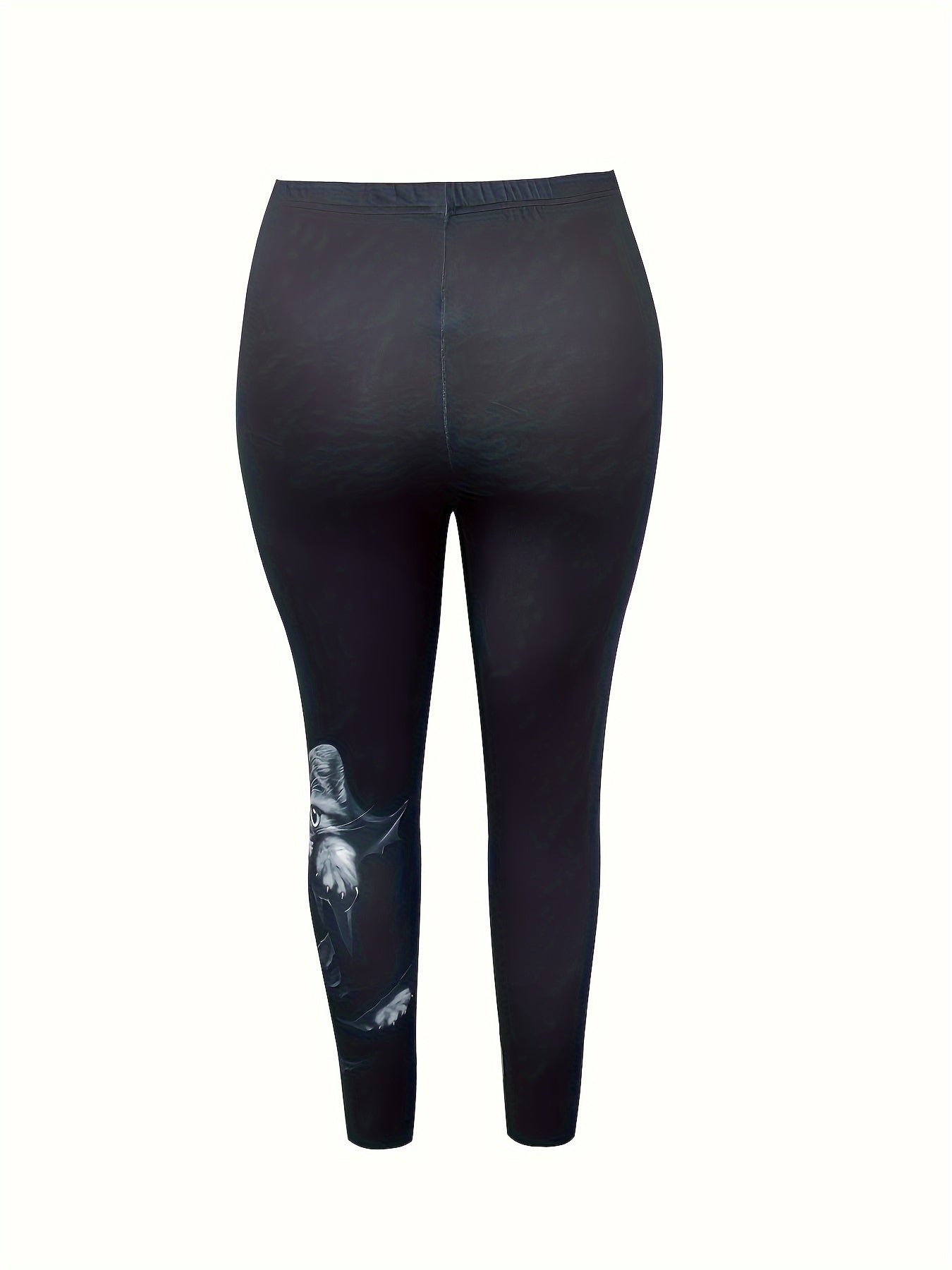 Plus Size Cat Print Skinny Leggings Womens Casual Stretchy Pants