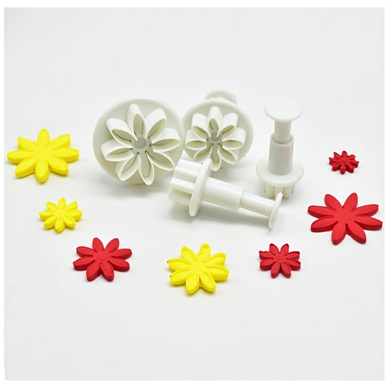 Set of 4 Flower-Shaped Fondant Molds for Cookies and Candy Baking Tools