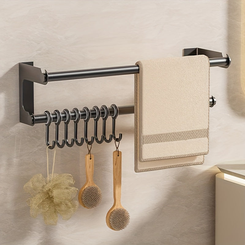 Stainless Steel Wall-Mounted Kitchen Organizer with Tissue Holder and Hooks