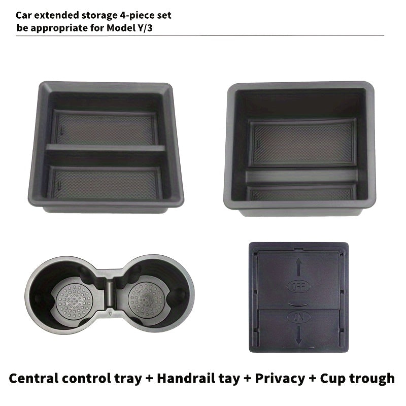 Car Interior Storage Box Set for Tesla Model Y and 3 Center Console Organizer