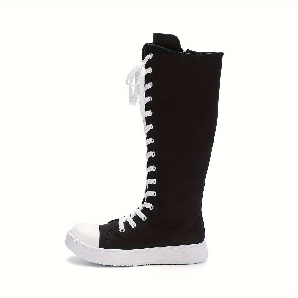 Women's Casual High-Top Sneakers with Side Zipper, Breathable Fabric